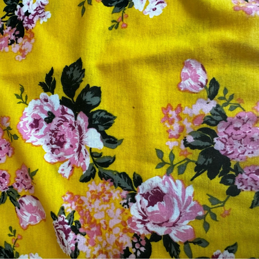 Bobbie Brooks Floral Yellow Bell Sleeve Asymmetrical Tunic Top sz 2X - Picture 9 of 14
